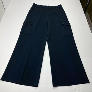 Ming Wang Black Pant‎ Pull-On Womens Size Small Pockets Stretch *TINY FLAW*